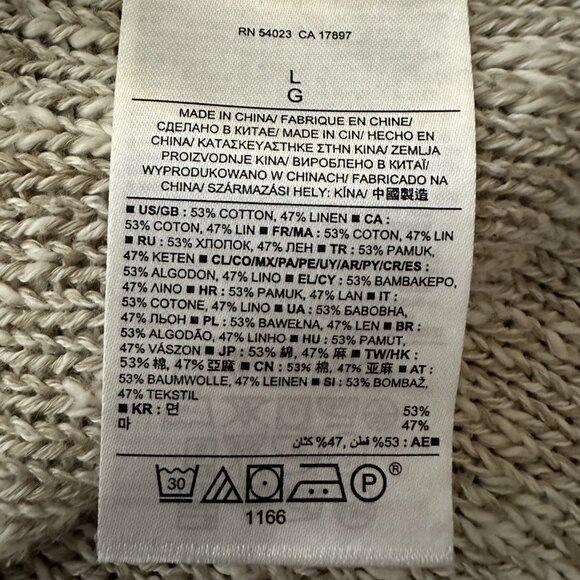 Banana Republic Sweater Long Sleeve Womens Large Beige Marled Hi-low Knit Linen - Picture 10 of 11